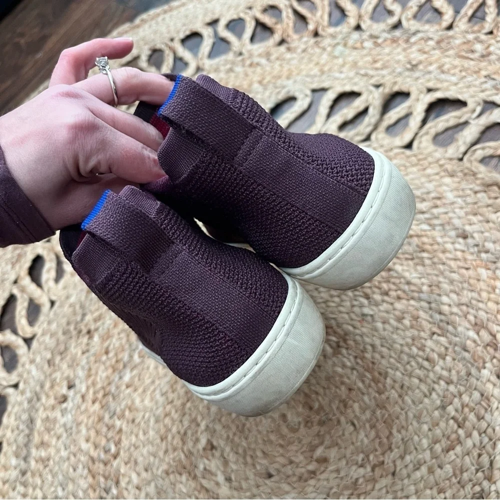 ROTHY’S The Chelsea Berry Lattice Knit High Top Sneaker Ankle Boots Shoes Sz 8.5